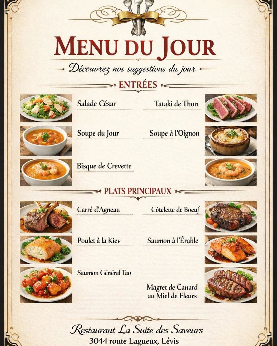 Menu of the day Continuation of flavors