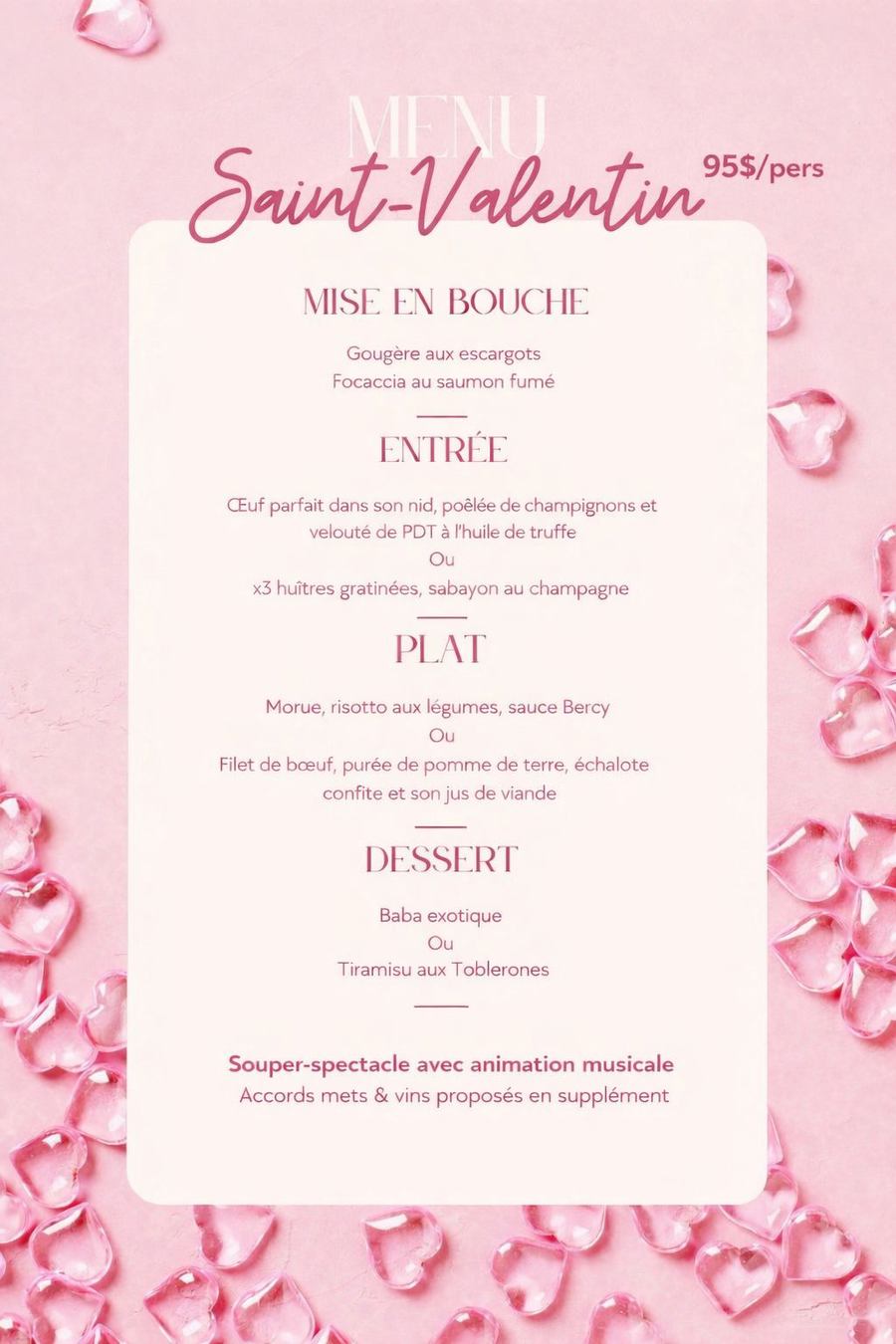 Valentine's Day Menu 2026 The Gueuleton