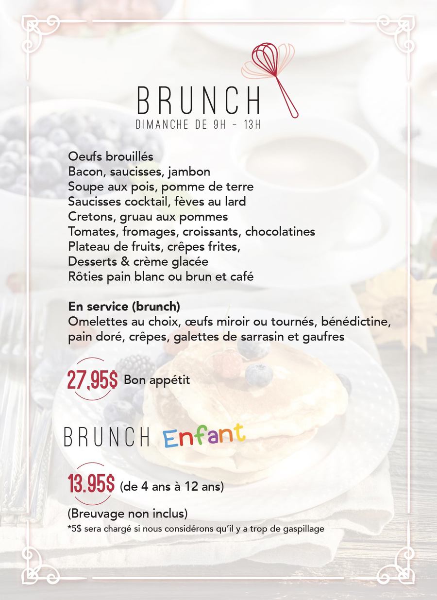 Brunch Menu Mia Bella Restaurant