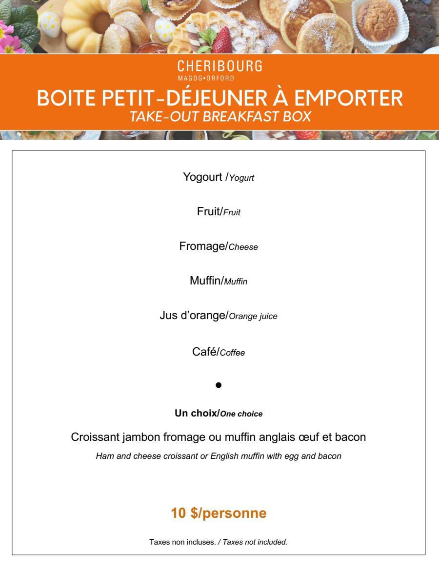 Menu déjeuner