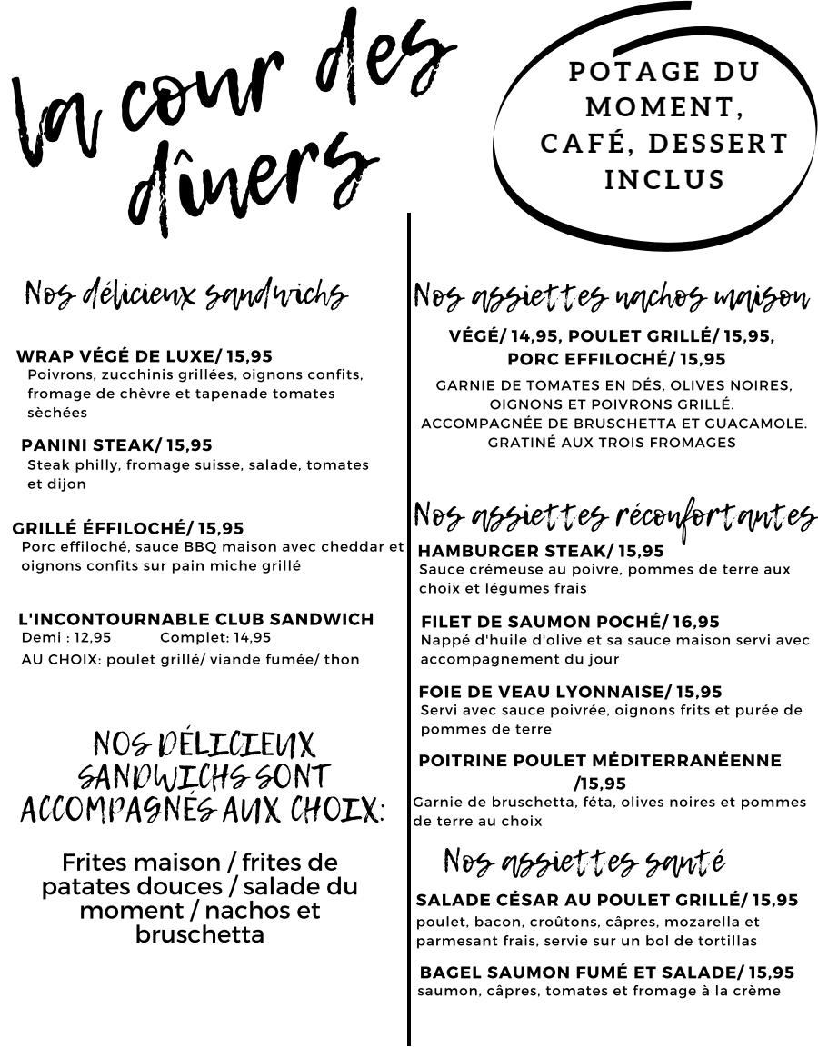 Menu Dîner