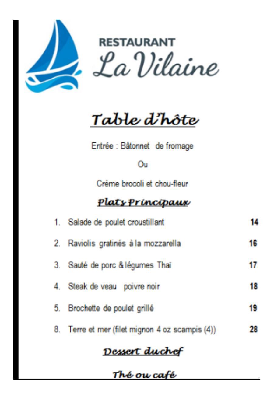 Menu en exemple