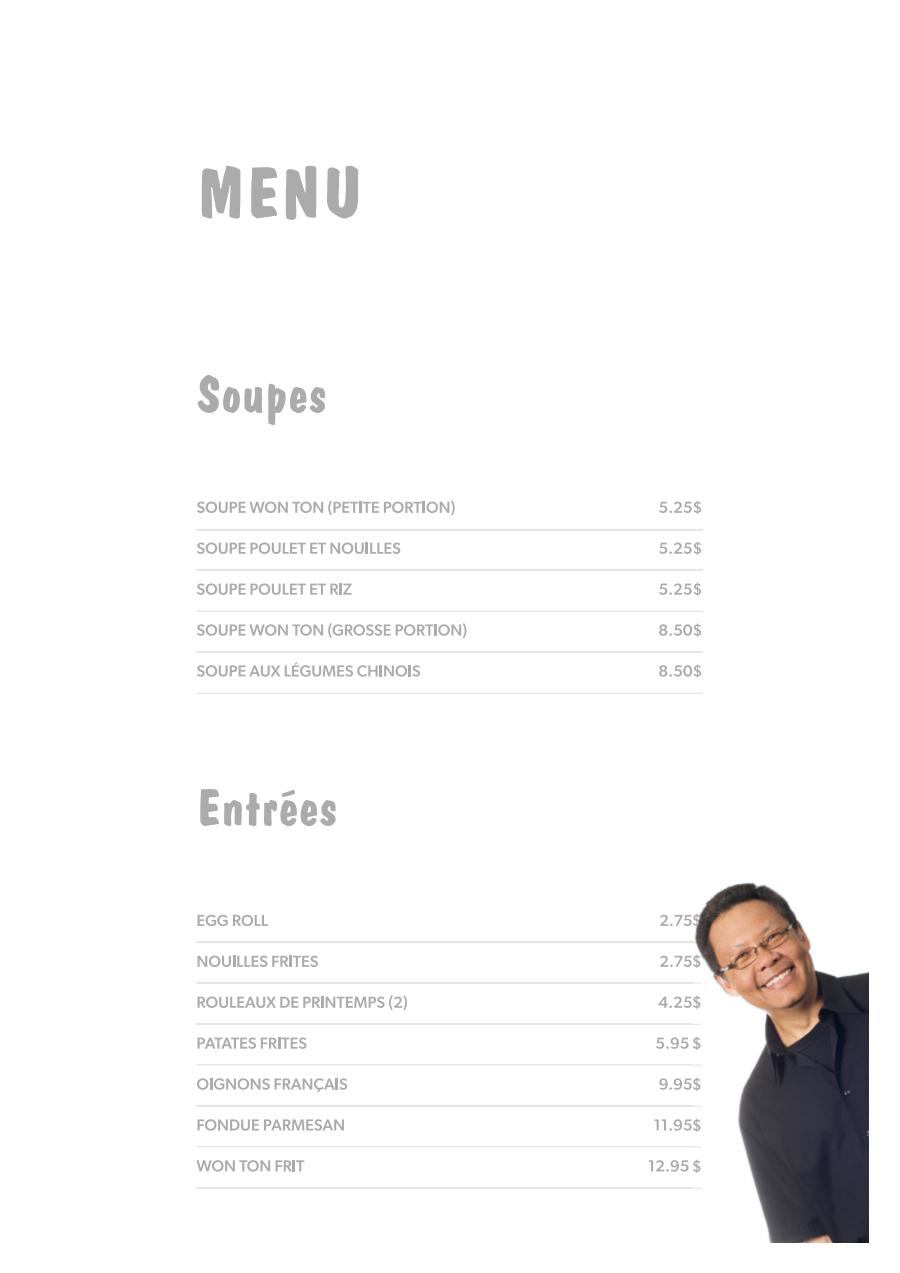 French menu Tomas Tam