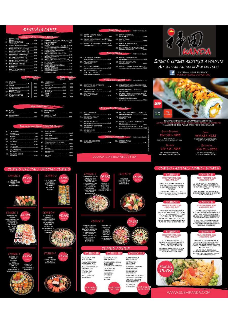 Delivery Kanda Sushi Laval Menu