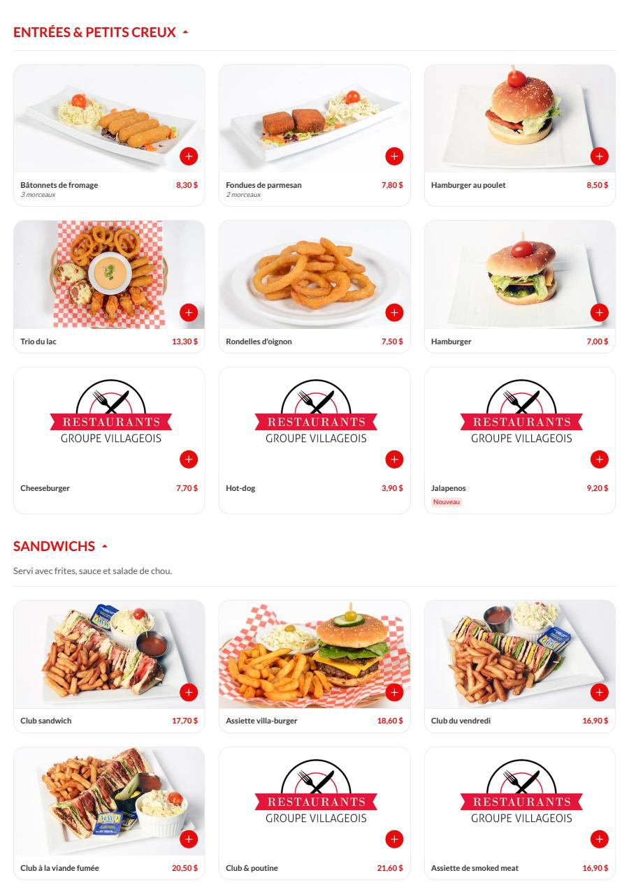 Pizzeria du Lac Menu