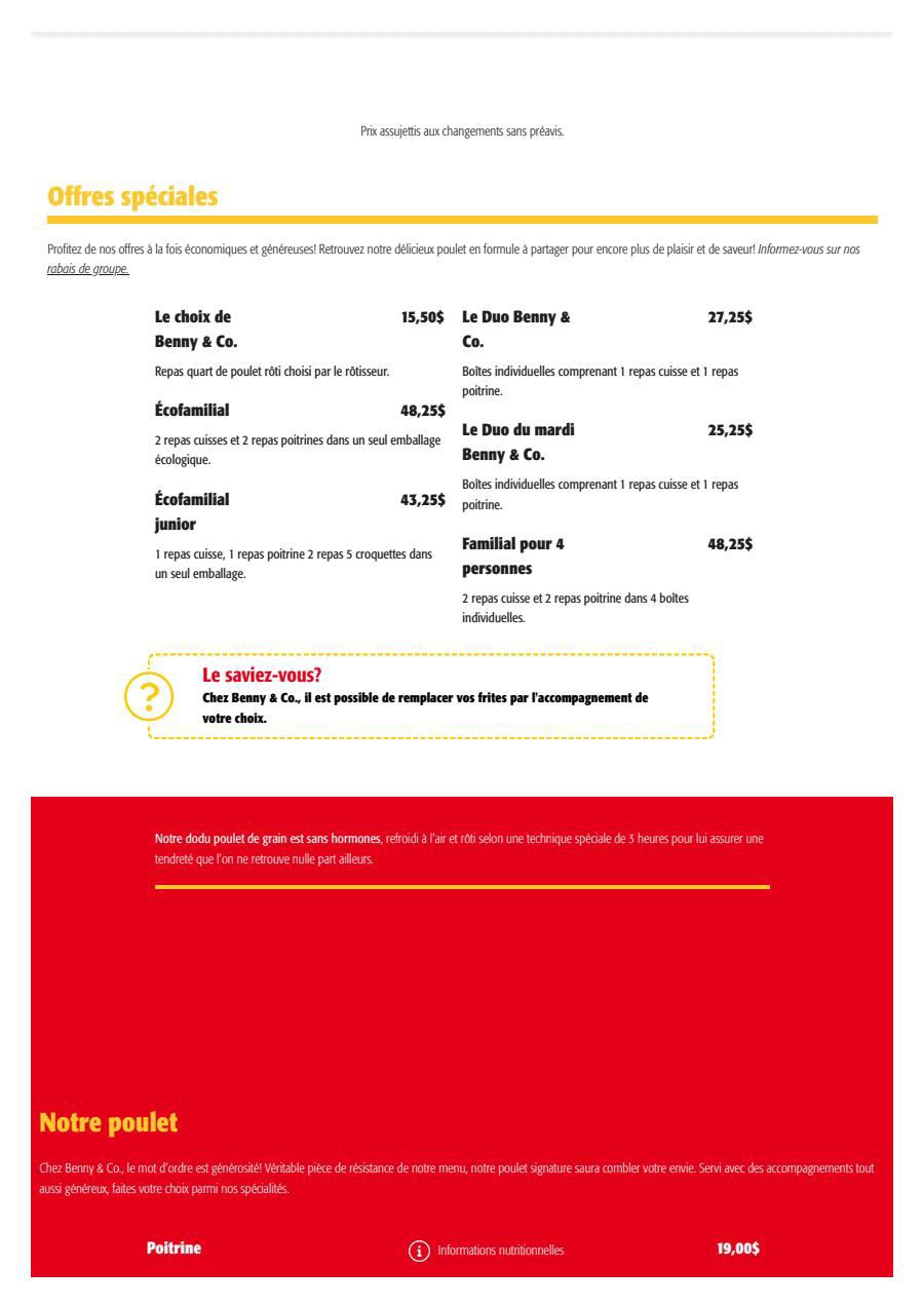 Delivery Benny&Co Menu