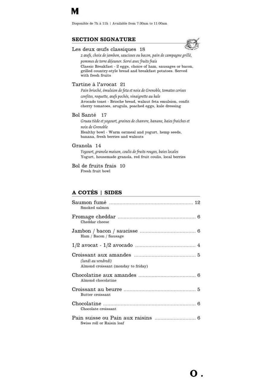 Maggie Oakes Breakfast Menu