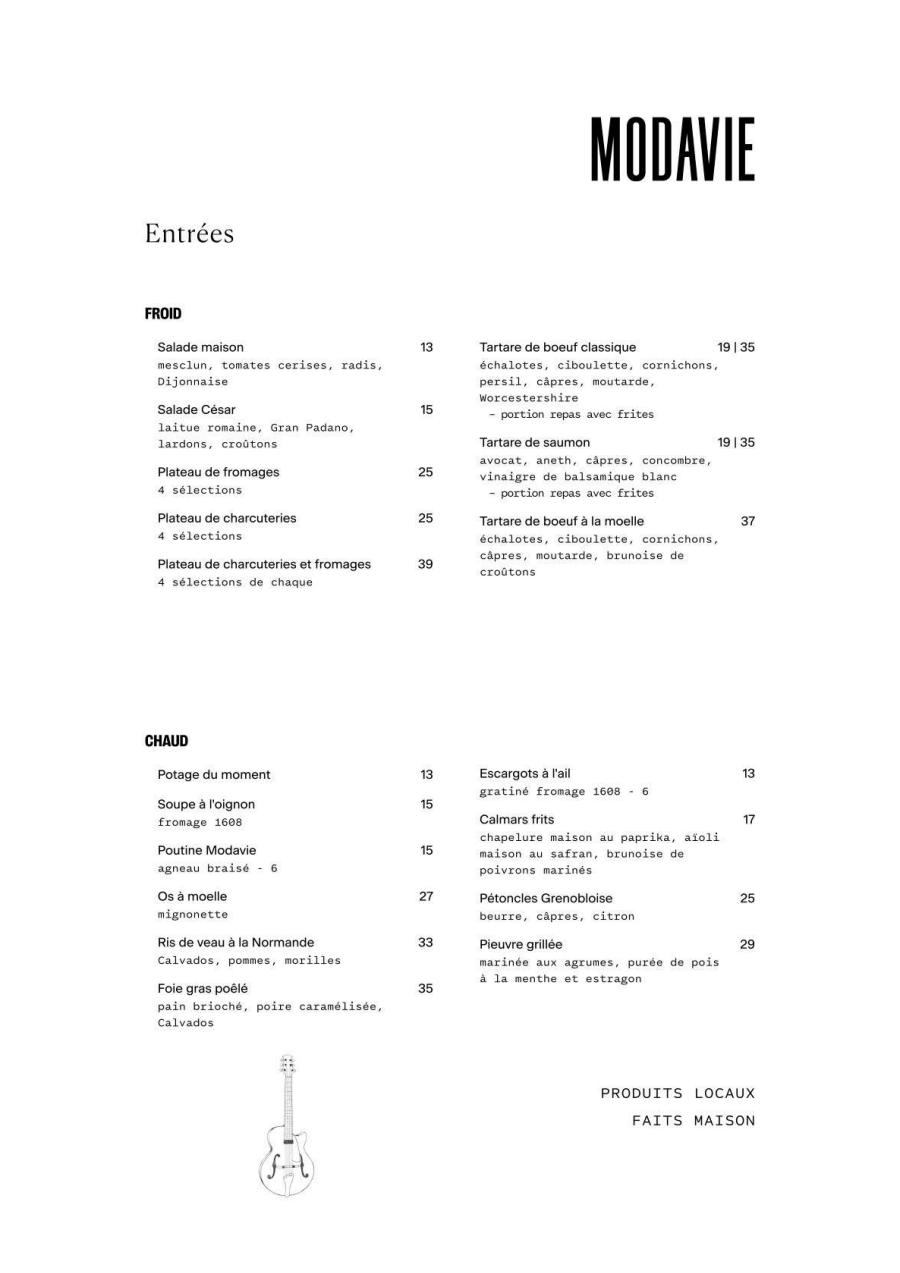 Modavie Menu