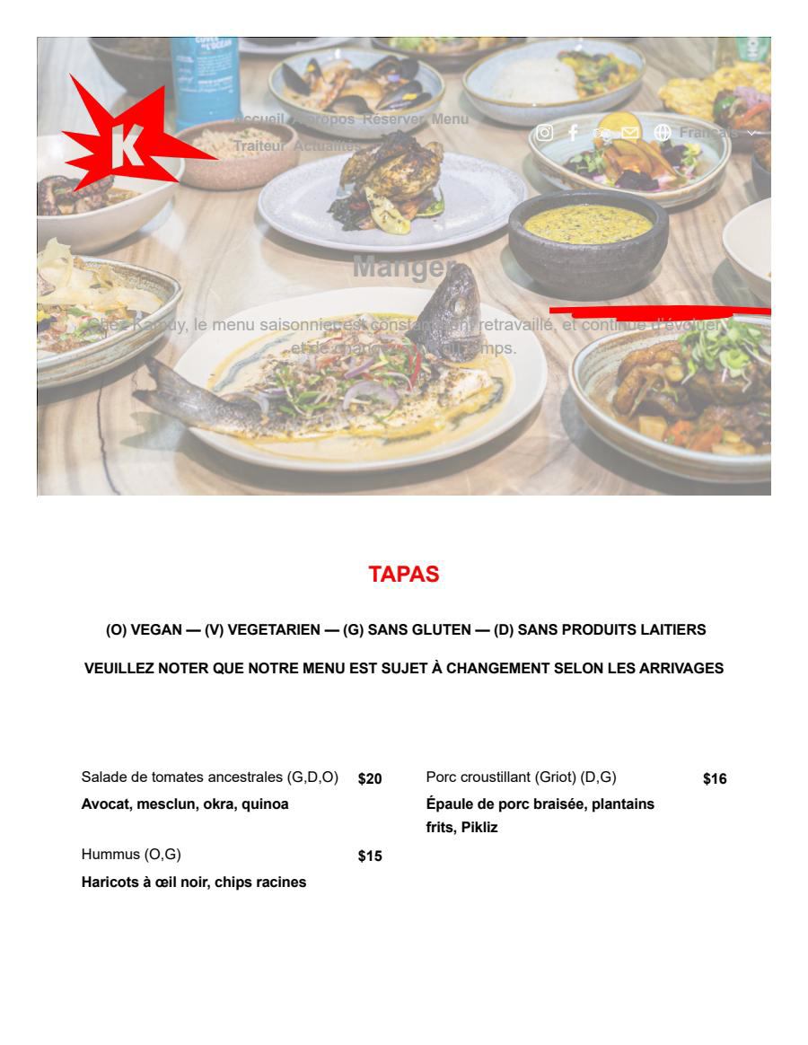 Restaurant Kamúy Menu