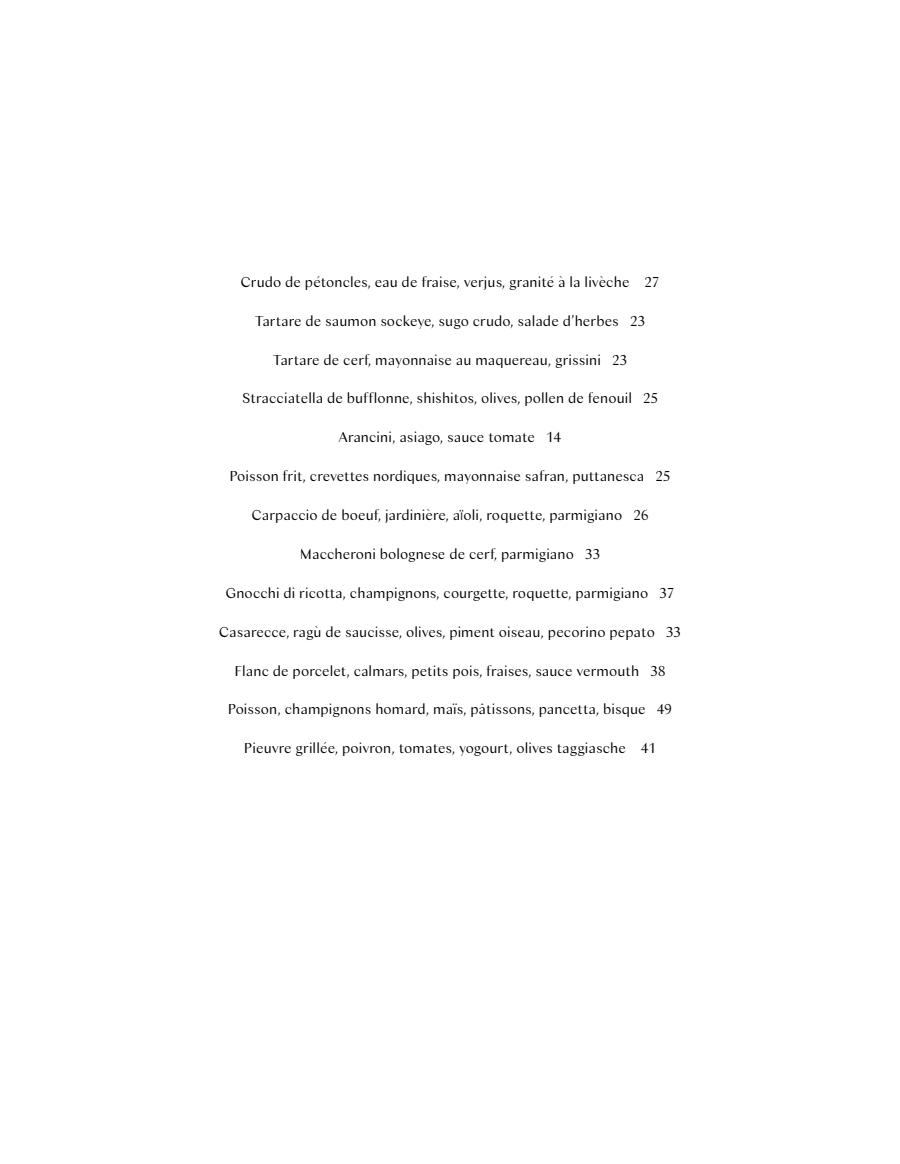 Restaurant Moccione Menu