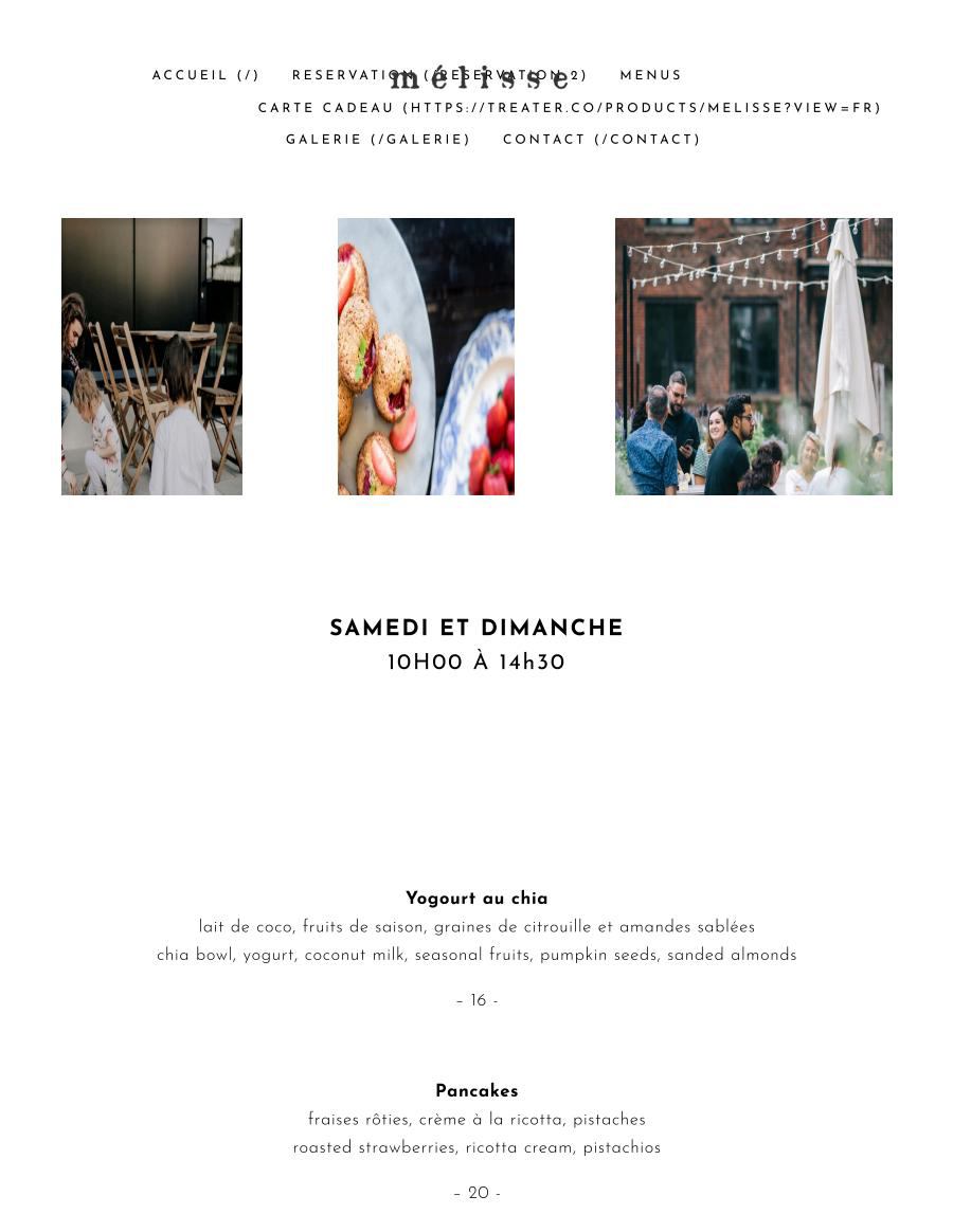 Brunch Menu Restaurant Mélisse