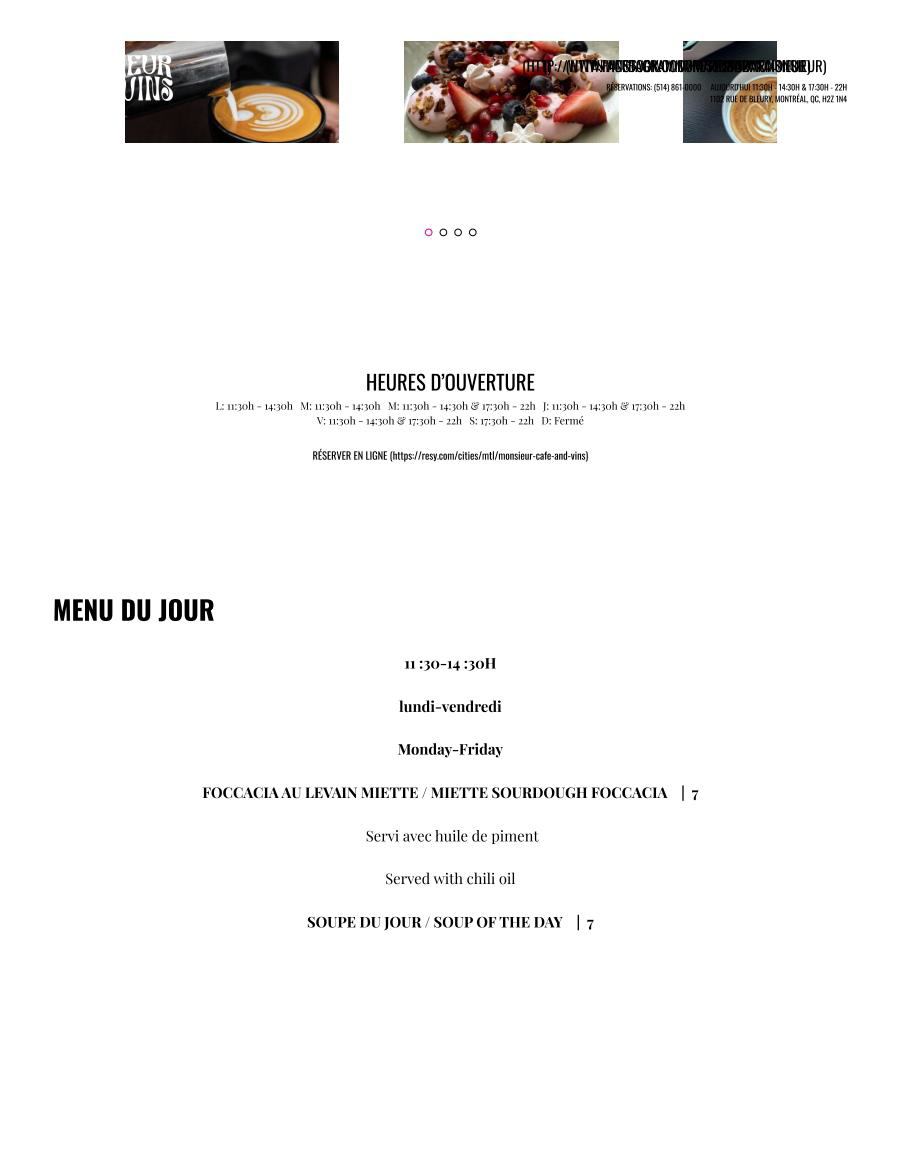 Monsieur café & vins Menu
