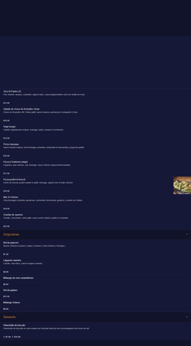 Colonel Moutarde Menu