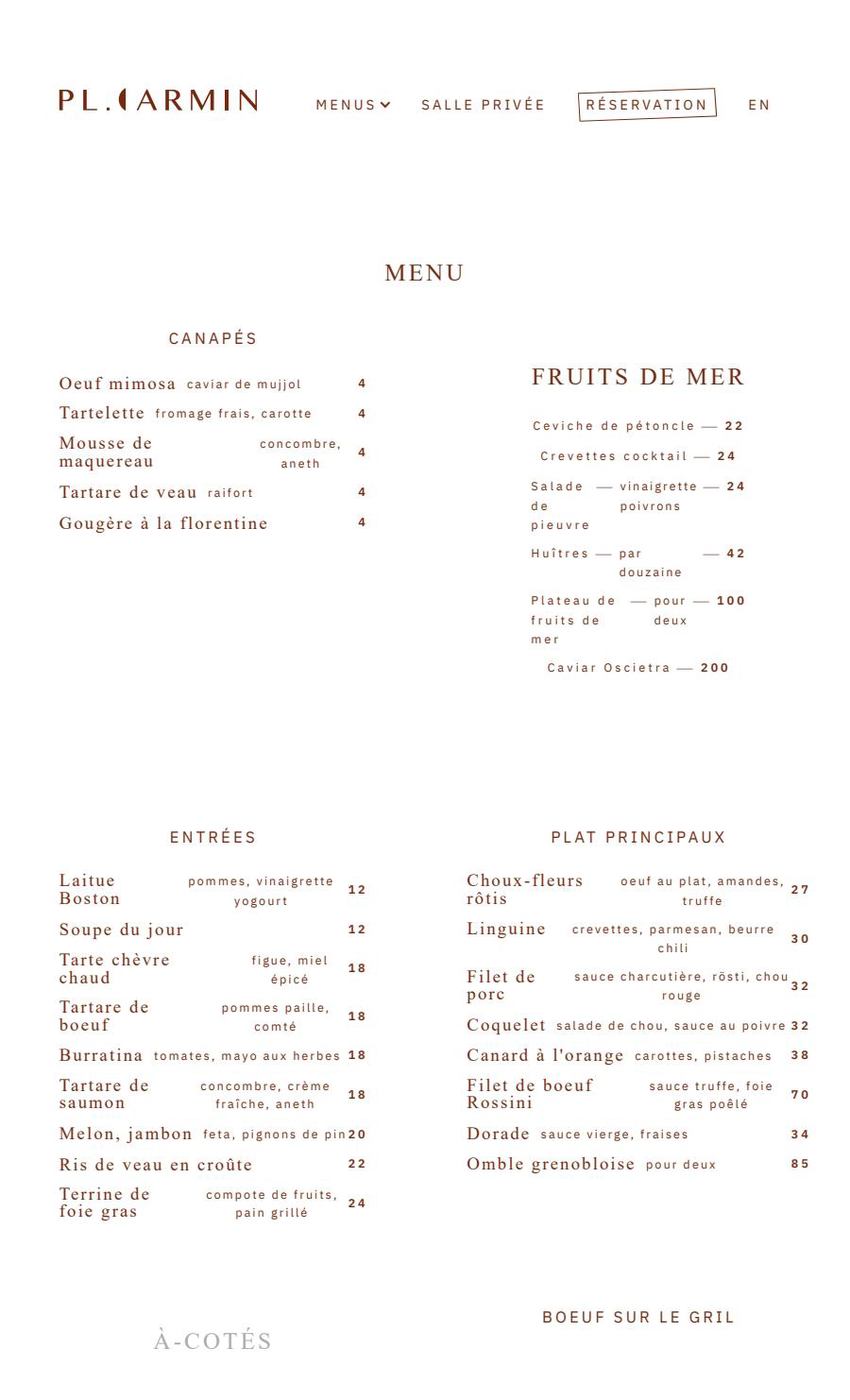 Place Carmin Menu