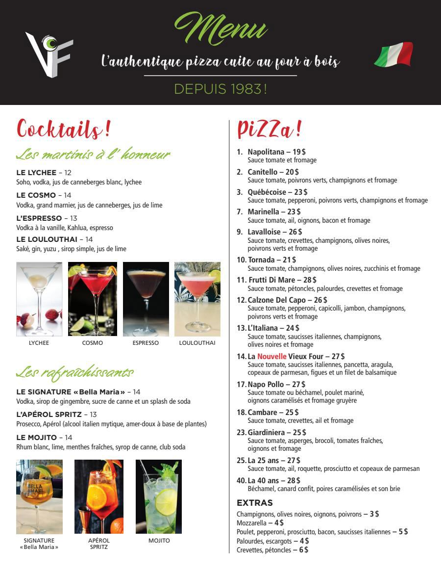 Restaurant Le Vieux Four De Laval Menu