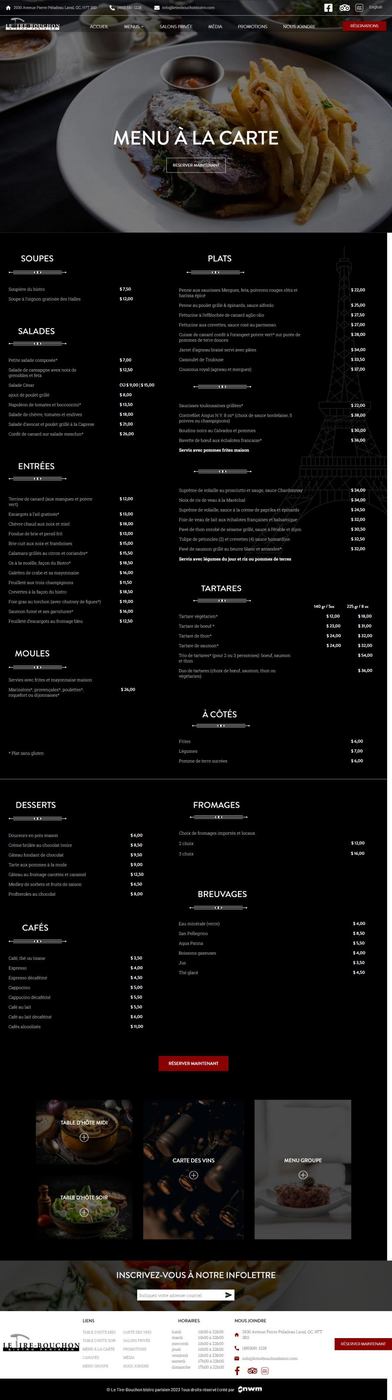 Le Tire-Bouchon Laval À la carte Menu