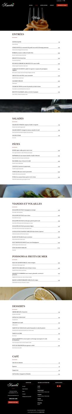 Restaurant Amato Menu