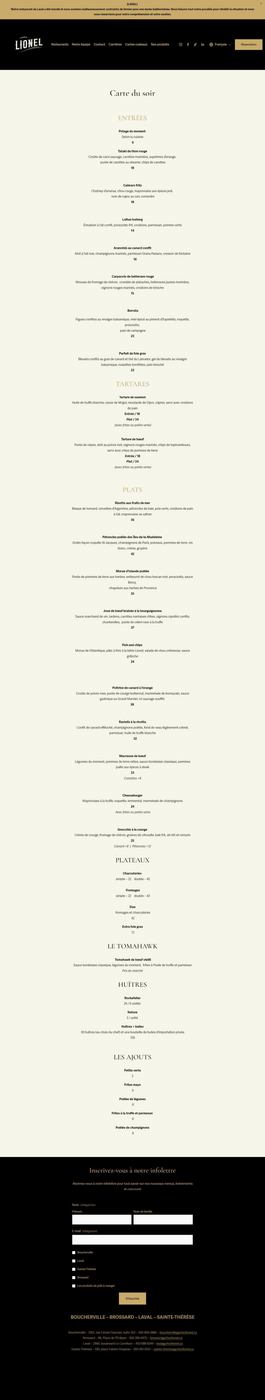 Chez Lionel – Boucherville Menu