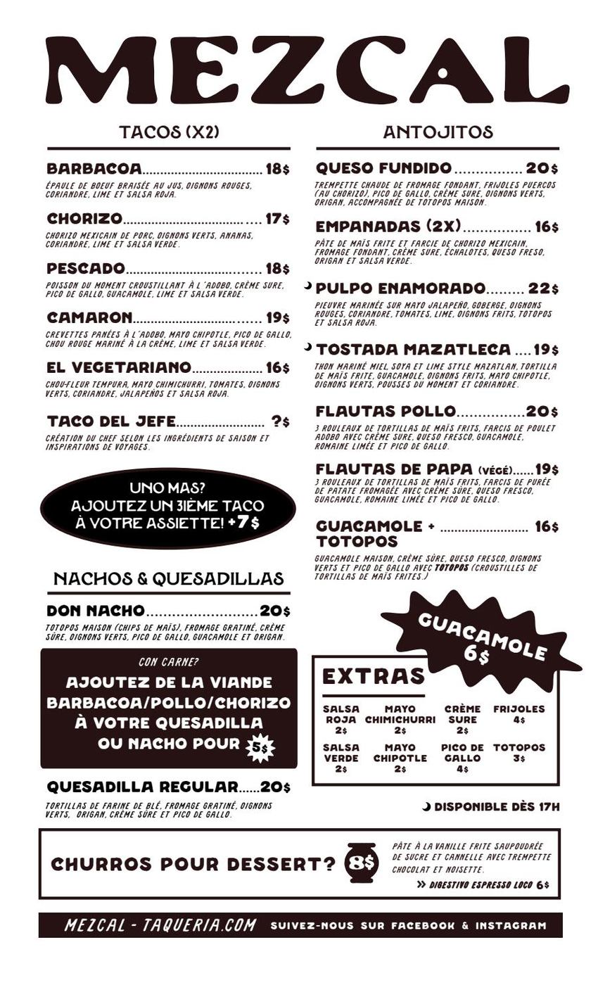 Mezcal Taqueria Menu