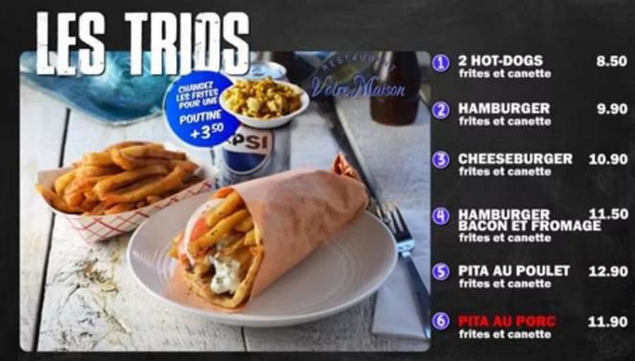 Restaurant Votre Maison Menu