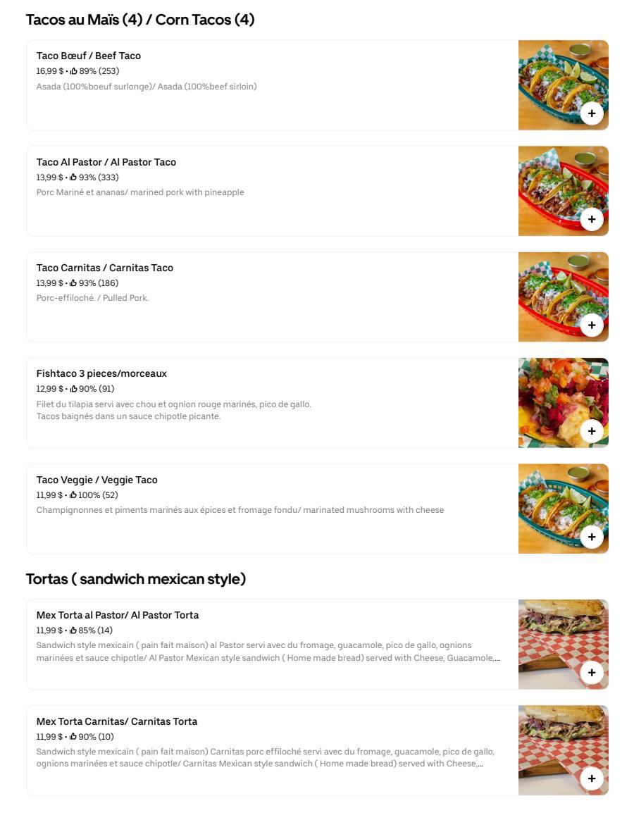Taco Trunp Menu