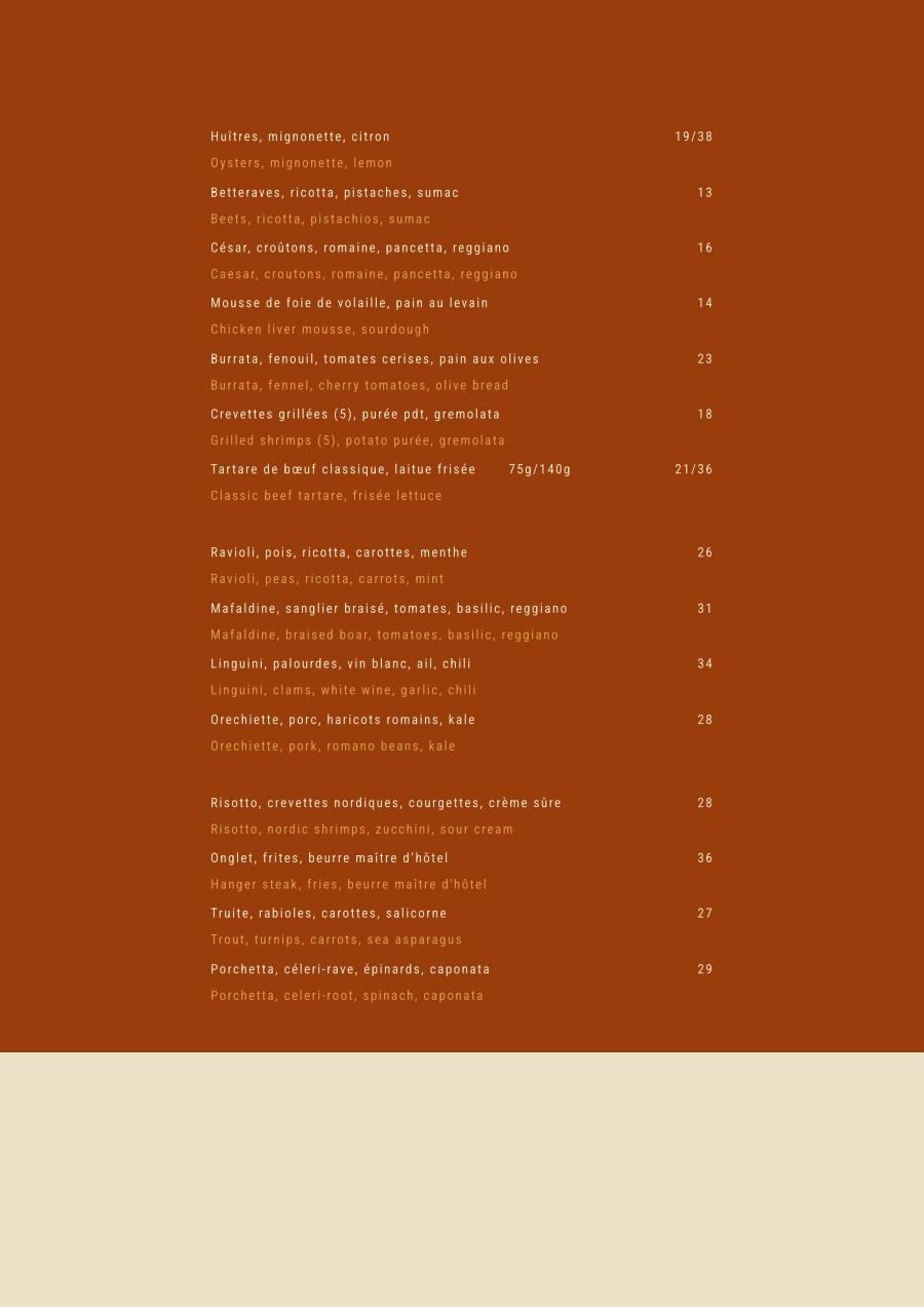 La Table d'André Menu