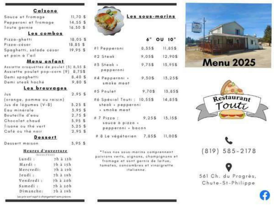Restaurant Touti Menu