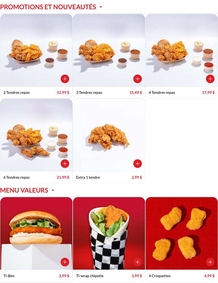 Les Rôtisseries Benny Menu