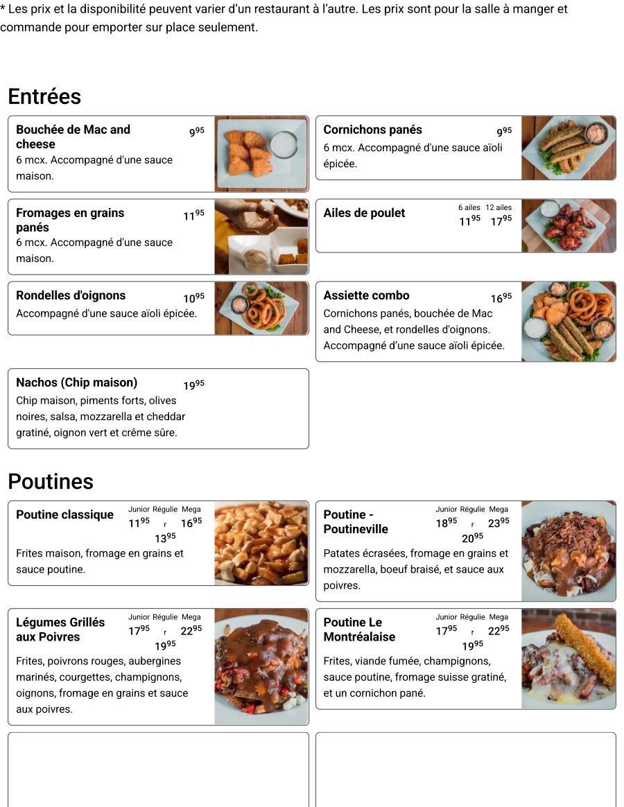 Poutineville Menu
