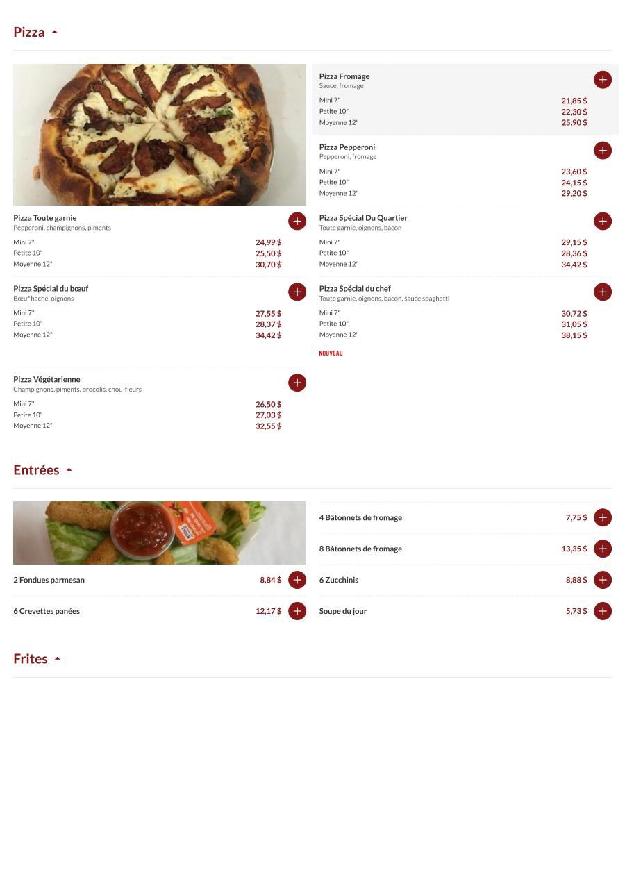 Resto du Quartier Menu