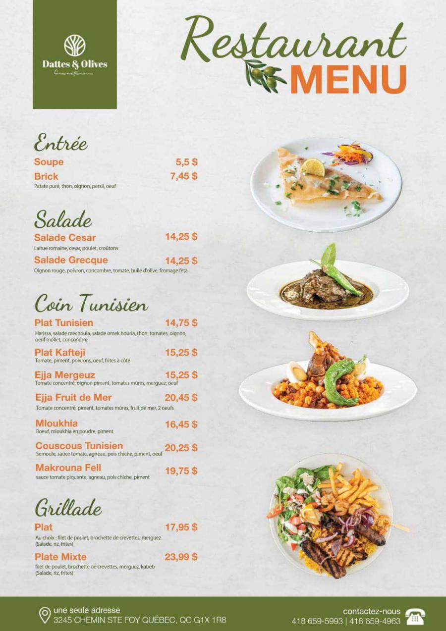 Dattes et Olives Menu
