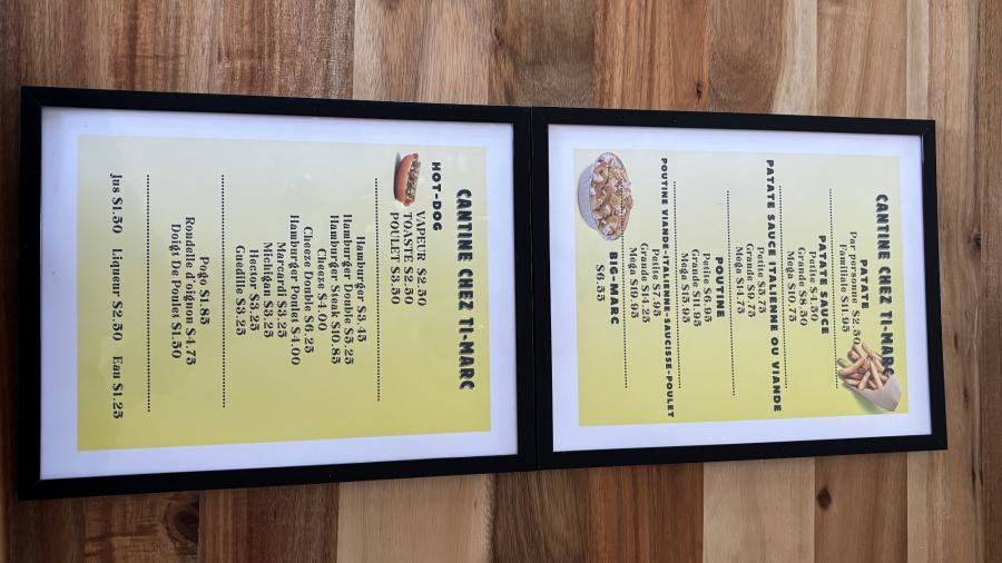 Menu de cantine chez ti-marc