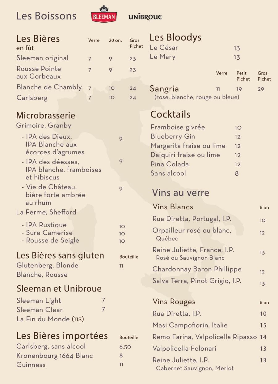 Restaurant Menu La Casa Du Spaghetti