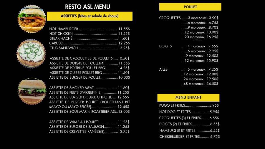 ASL Cafeteria Menu