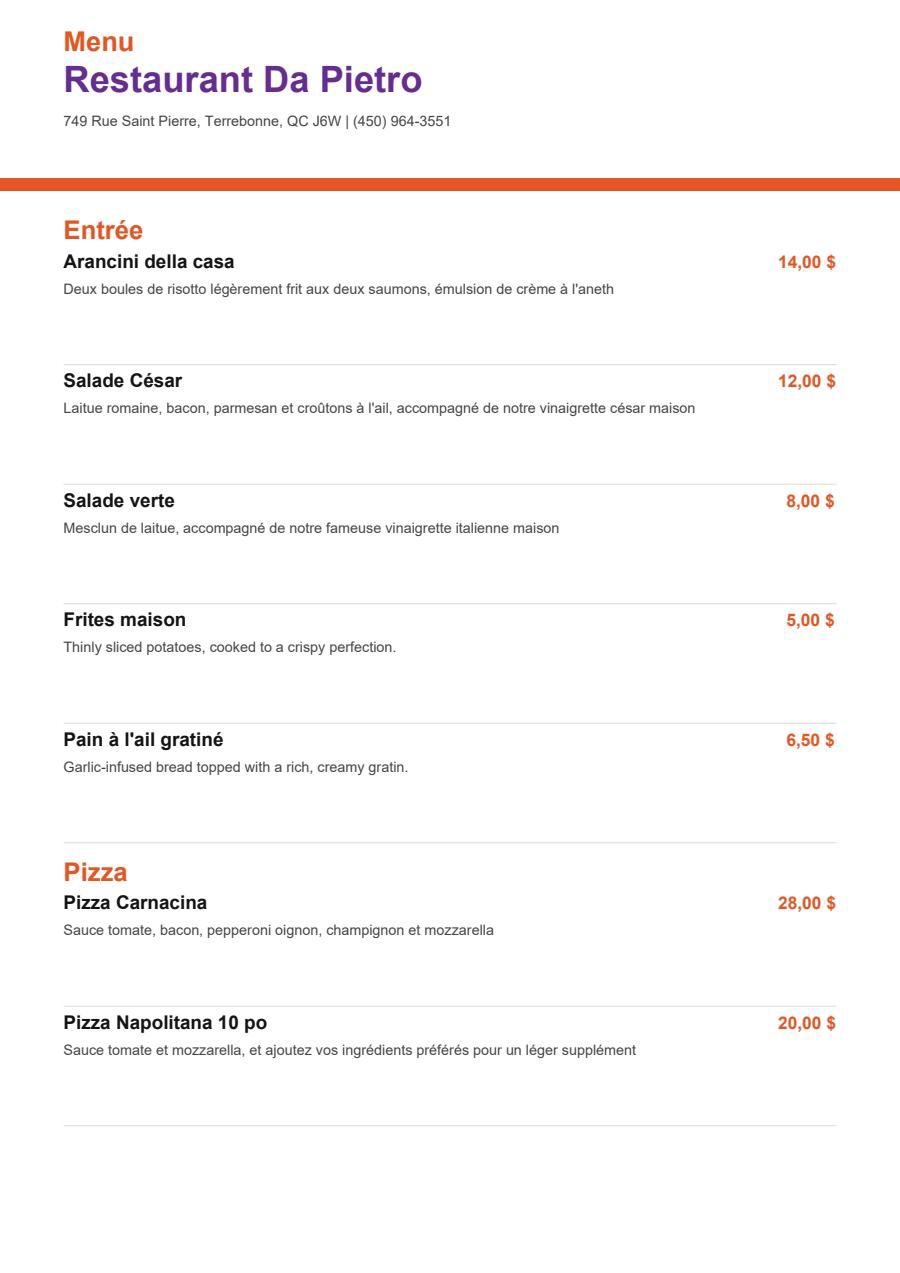 Menu