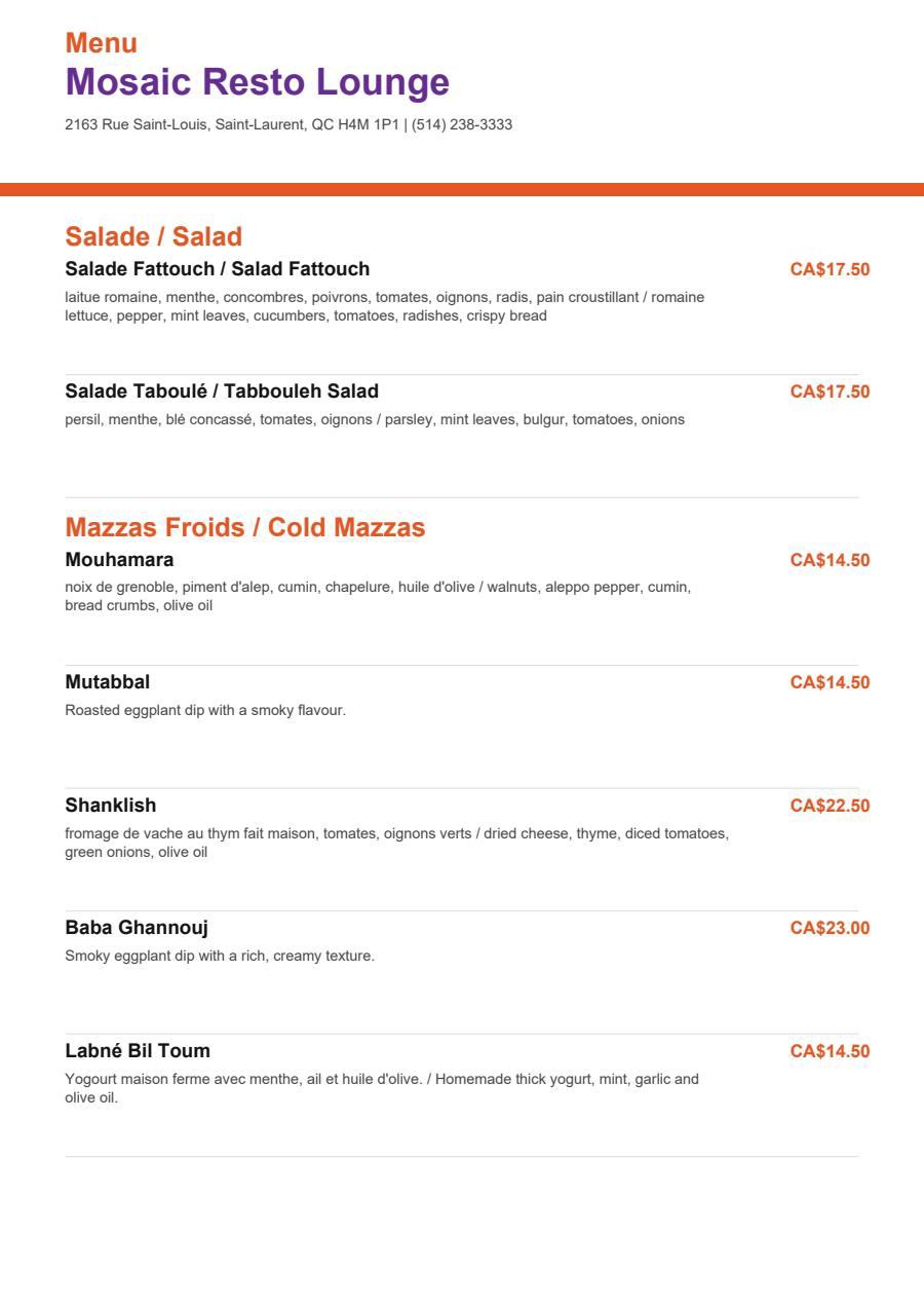 Menu