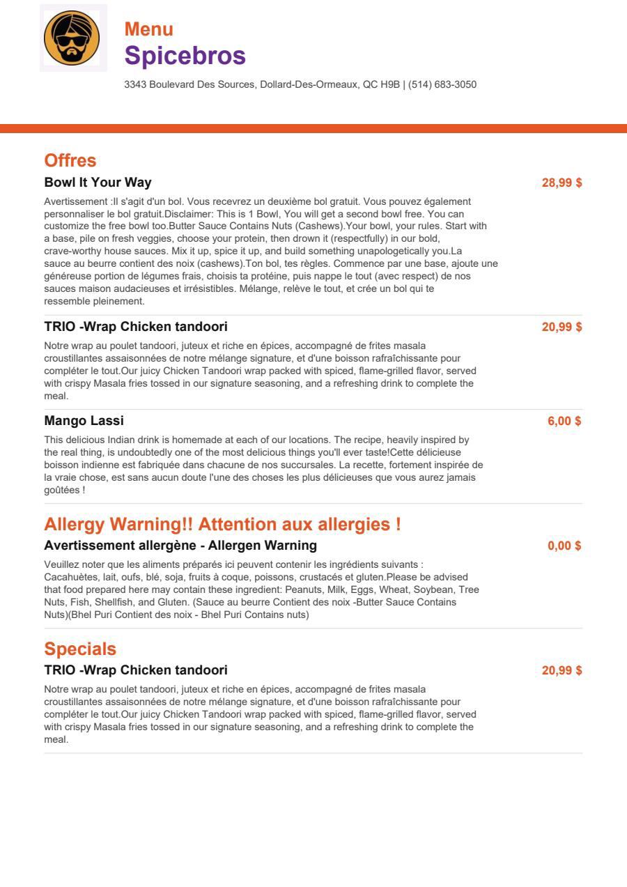 Menu