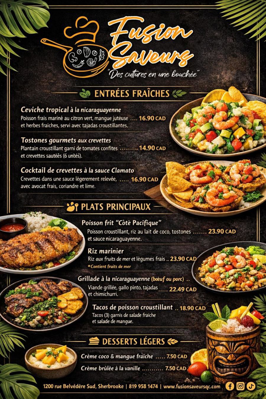 Menu de Fusion Saveurs
