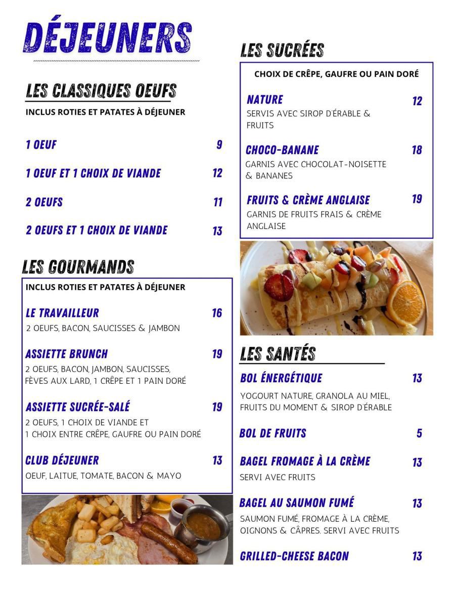 Menu de Restaurant du Cap à la Mer