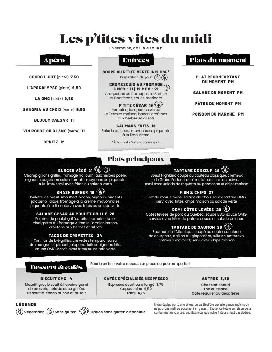 Lunch Menu OMG Resto