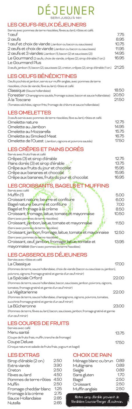 Orford Pizzeria Lunch Menu