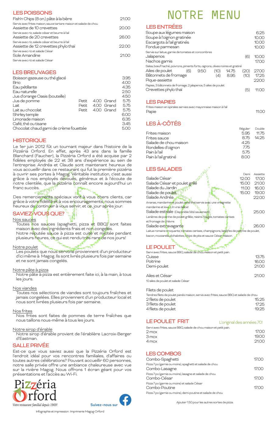Orford Pizzeria Menu