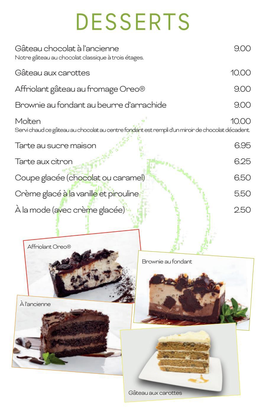 Desserts Menu Orford Pizzeria