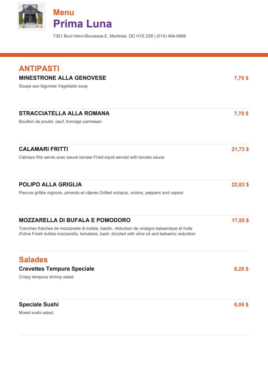 Menu