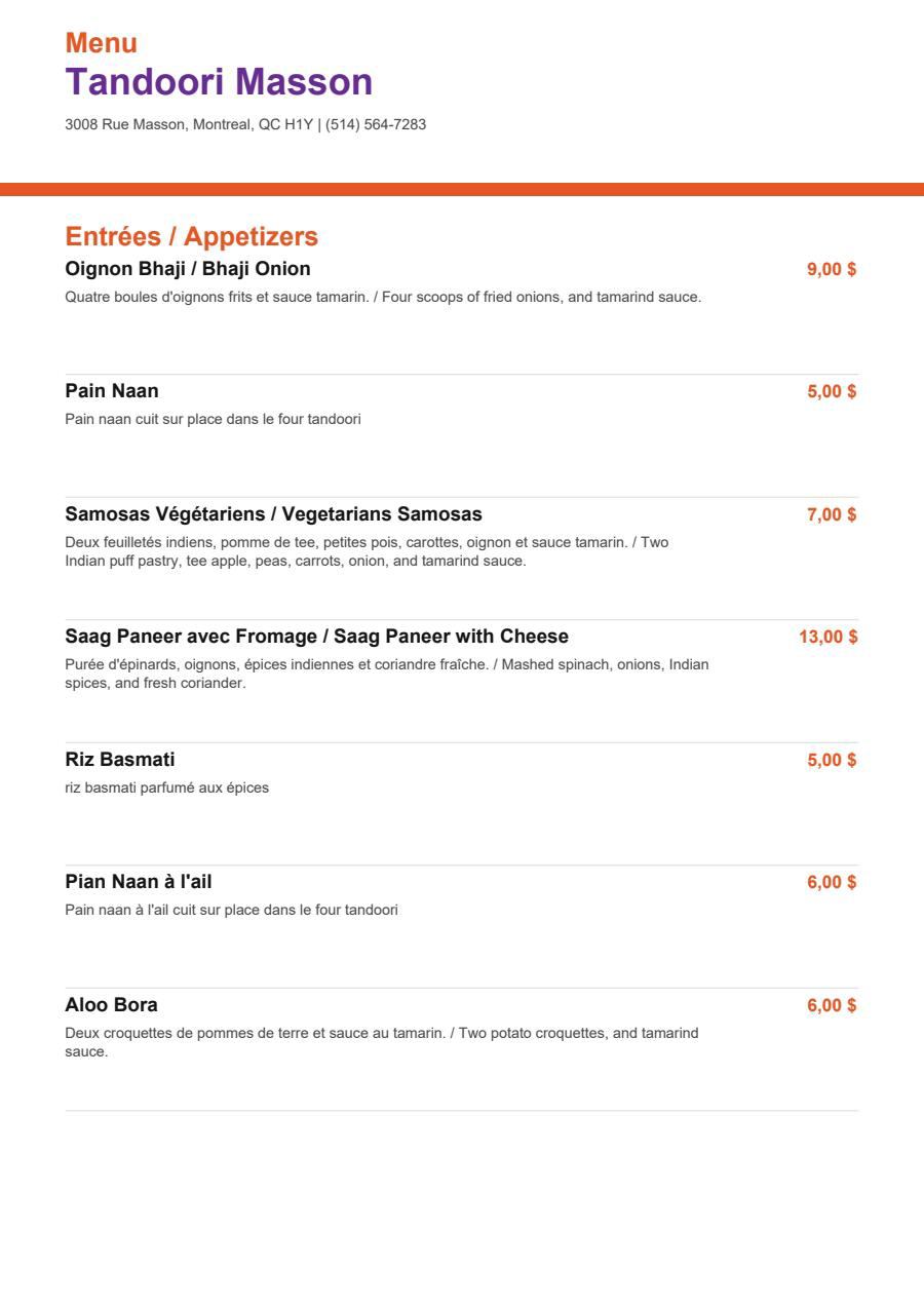 Menu