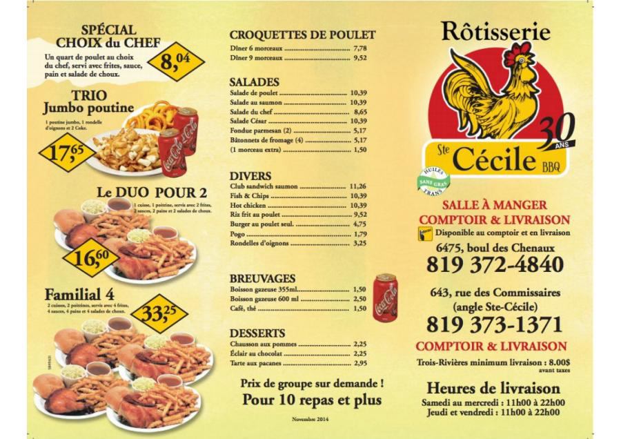 Delivery and take-out menu