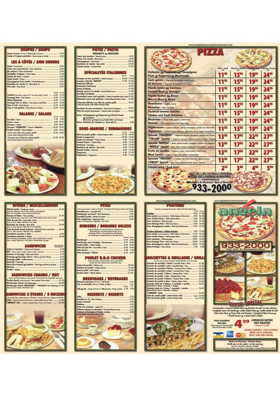 Delivery and take-out menu