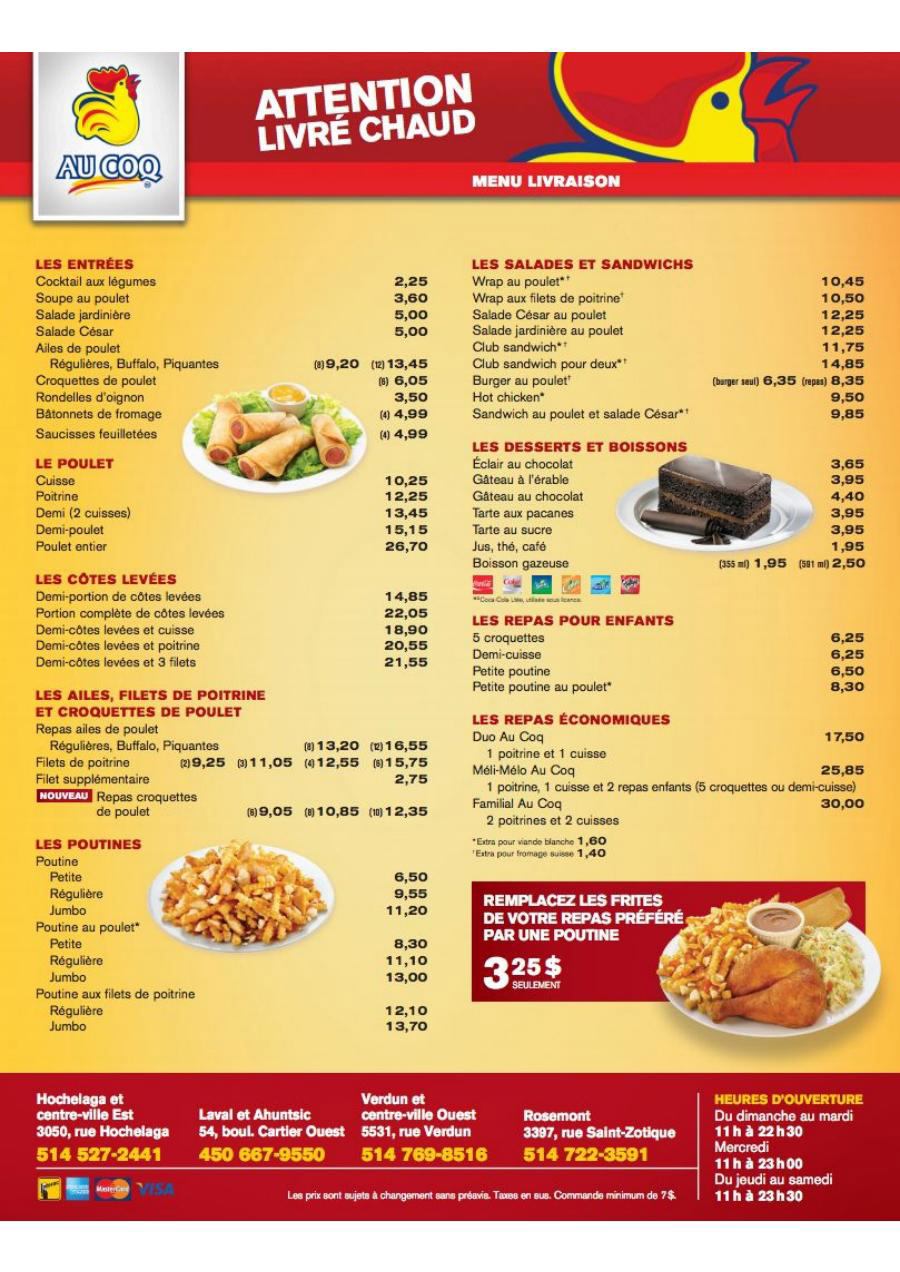 Delivery and take-out menu