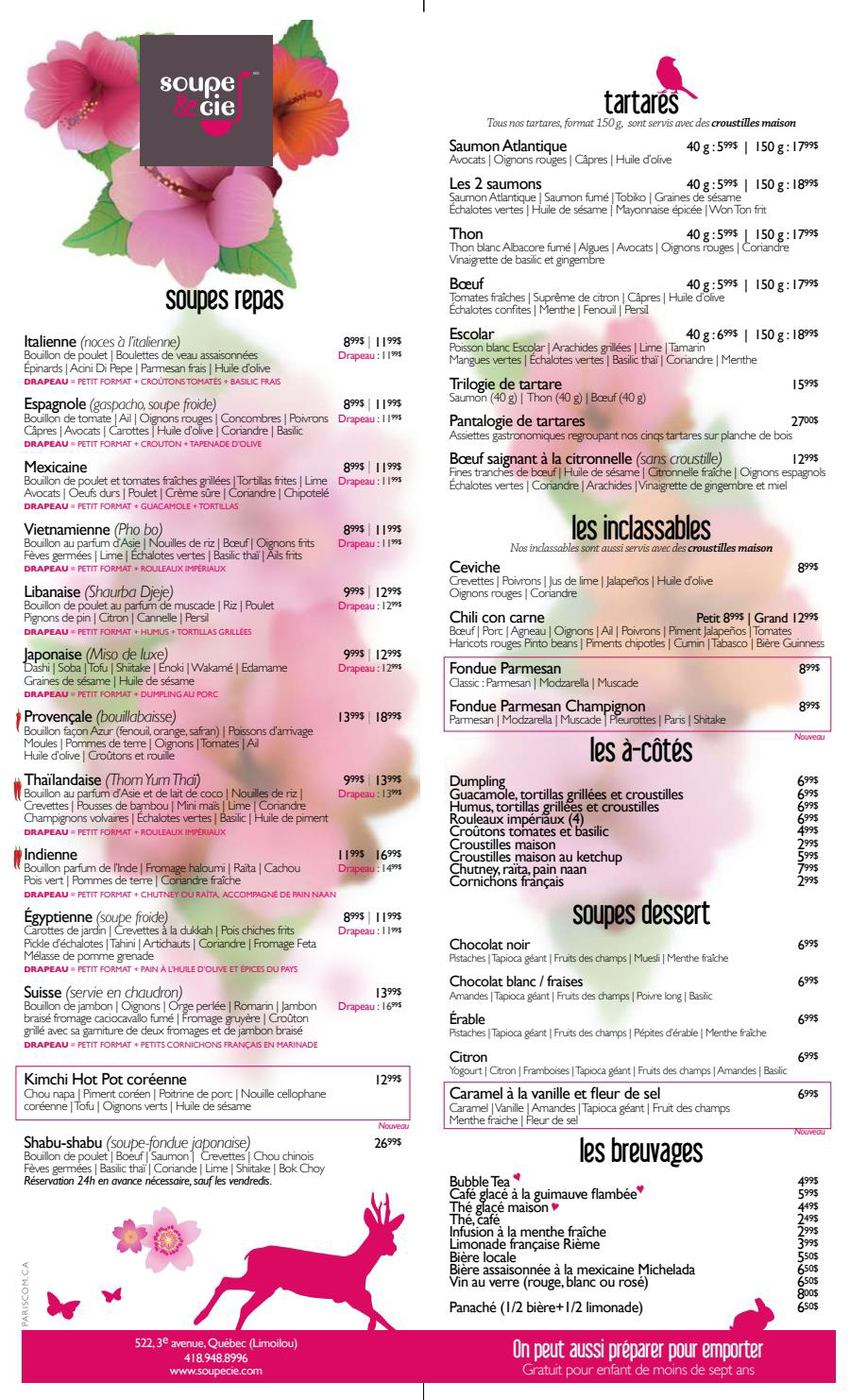 Soupe & Cie Menu
