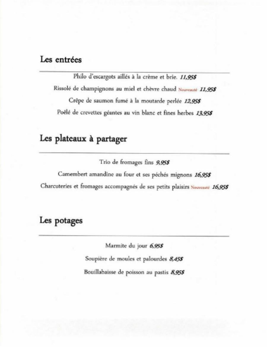 menu